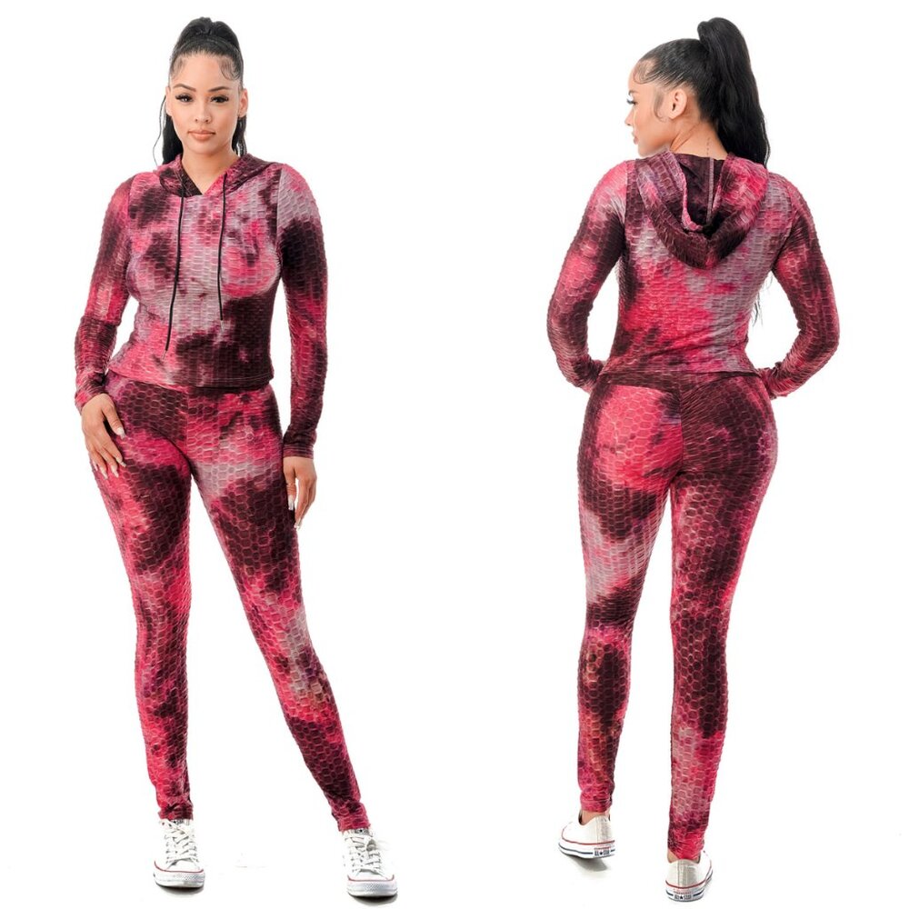 NWT Ara Sports Women's Stretchy Tie Dye 2PC Workout Set, Activewear Size S/M/L